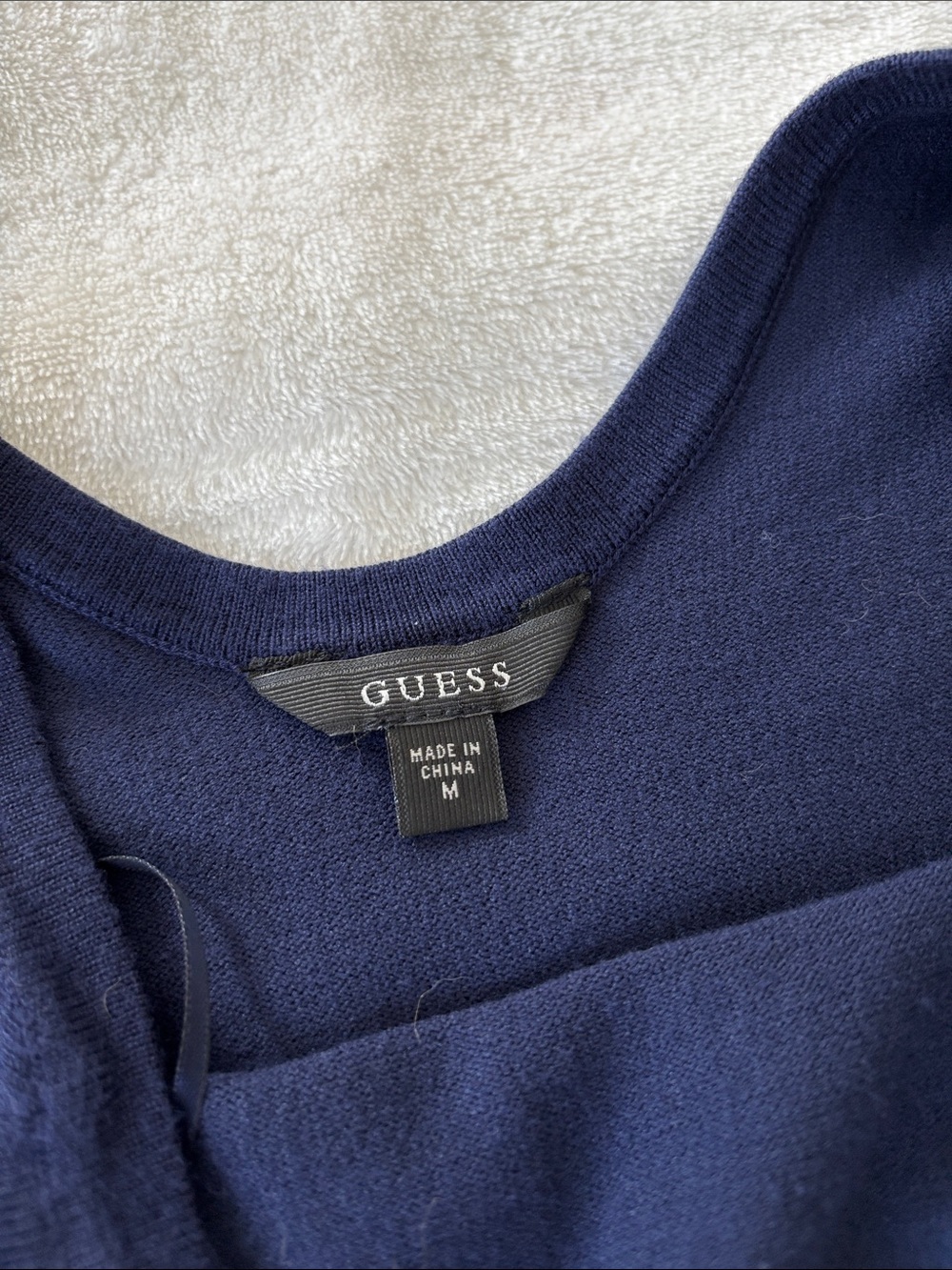 Guess Navy Long Sleeve Top with Black Lace Shoulders - Picture 4 of 7
